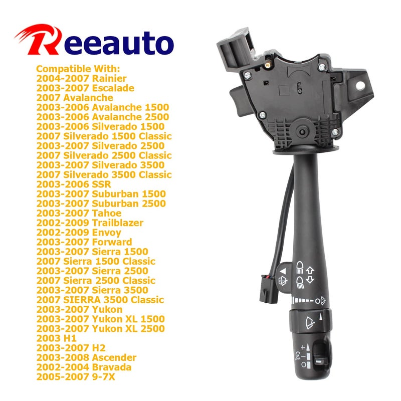 Reeauto Multi-Function Combination Turn Signal Switch Compatible with 2002-2009 Trailblazer Escalade Envoy 03-06 Silverado Tahoe Sierra Yukon Replaces# 12450067 D6299A SW3792 CBS1149 - Image 2